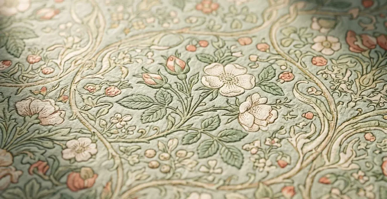 Détail de papier peint liberty dans une chambre d'enfant parisienne