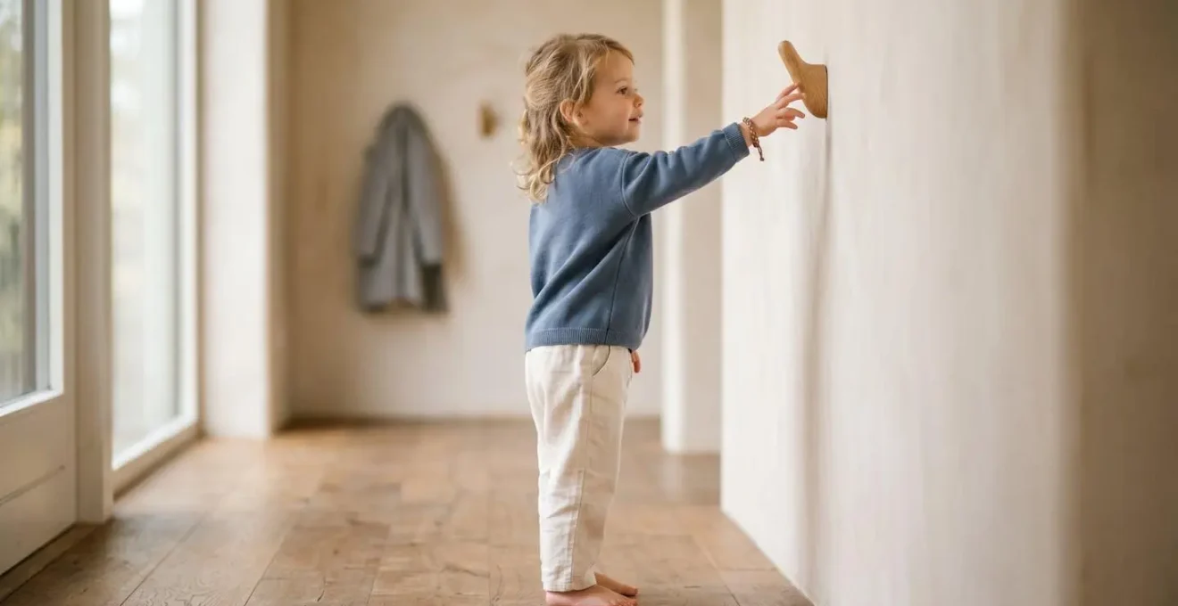 Schéma montrant la zone d'action idéale pour installer une patère à hauteur d'enfant